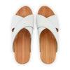 [Weiss] Juna Damen Clog Pantolette, farbe: weiss, clog pantoletten damen mit biegsamer nachhaltiger weidenholzsohle, holzclogs woody, woody schuhe, woody shoes, handgemachte holzschuhe aus österreich, kärnten