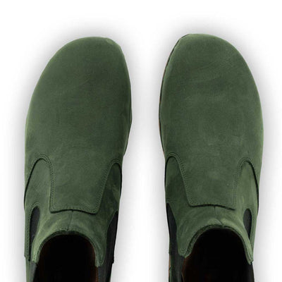 [Forest] Jutta Damen Clog Stiefelette mit biegsamer nachhaltiger holzsohle, farbe: forest (gruen), der bestseller, holzclogs woody, woody schuhe, woody shoes, handgemachte holzschuhe aus österreich, kärnten