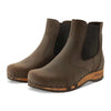 [Caffe] Jutta Damen Clog Stiefelette mit biegsamer nachhaltiger holzsohle, farbe: caffe (braun), der bestseller, holzclogs woody, woody schuhe, woody shoes, handgemachte holzschuhe aus österreich, kärnten