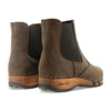 [Caffe] Jutta Damen Clog Stiefelette mit biegsamer nachhaltiger holzsohle, farbe: caffe (braun), der bestseller, holzclogs woody, woody schuhe, woody shoes, handgemachte holzschuhe aus österreich, kärnten