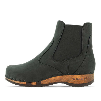 [Nero] Jutta Damen Clog Stiefelette, woody holzschuhe stiefelette, ankle boots, ankleboots gefüttert, damenstiefel, damenclogs mit holzsohle. holzclogs, clogs damen knöchel stiefel, damen clogs leder. holz schuhe, holzclog, holzschuhe winterstiefel bestellen. farbe: nero (schwarz)