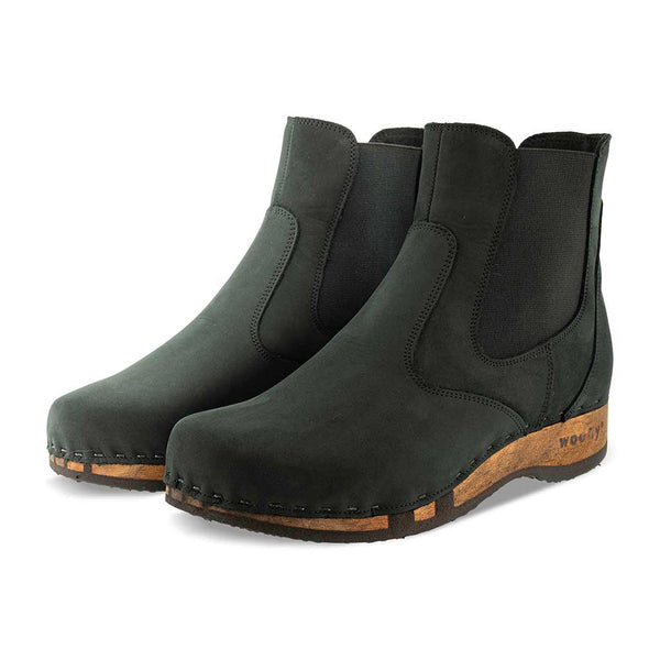 [Nero] Jutta Damen Clog Stiefelette, woody holzschuhe stiefelette, ankle boots, ankleboots gefüttert, damenstiefel, damenclogs mit holzsohle. holzclogs, clogs damen knöchel stiefel, damen clogs leder. holz schuhe, holzclog, holzschuhe winterstiefel bestellen. farbe: nero (schwarz)