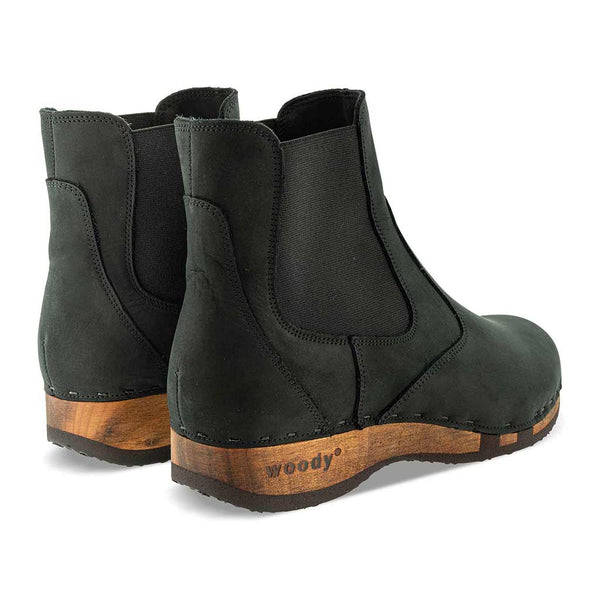 [Nero] Jutta Damen Clog Stiefelette, woody holzschuhe stiefelette, ankle boots, ankleboots gefüttert, damenstiefel, damenclogs mit holzsohle. holzclogs, clogs damen knöchel stiefel, damen clogs leder. holz schuhe, holzclog, holzschuhe winterstiefel bestellen. farbe: nero (schwarz)