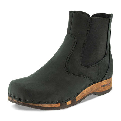 [Nero] Jutta Damen Clog Stiefelette, woody holzschuhe stiefelette, ankle boots, ankleboots gefüttert, damenstiefel, damenclogs mit holzsohle. holzclogs, clogs damen knöchel stiefel, damen clogs leder. holz schuhe, holzclog, holzschuhe winterstiefel bestellen. farbe: nero (schwarz)