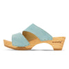 [Baby Blue] Kate Damen Clog Pantolette, farbe: baby blue (hellblau)_clogs pantoletten damen mit biegsamer nachhaltiger weidenholzsohle, holzclogs woody, woody schuhe, woody shoes, handgemachte holzschuhe aus österreich, kärnten