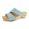 [Baby Blue] Kate Damen Clog Pantolette, farbe: baby blue (hellblau)_clogs pantoletten damen mit biegsamer nachhaltiger weidenholzsohle, holzclogs woody, woody schuhe, woody shoes, handgemachte holzschuhe aus österreich, kärnten