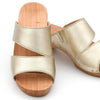 [Gold] Kate Damen Clog Pantolette, farbe: gold_clogs pantoletten damen mit biegsamer nachhaltiger weidenholzsohle, holzclogs woody, woody schuhe, woody shoes, handgemachte holzschuhe aus österreich, kärnten