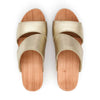 [Gold] Kate Damen Clog Pantolette, farbe: gold_clogs pantoletten damen mit biegsamer nachhaltiger weidenholzsohle, holzclogs woody, woody schuhe, woody shoes, handgemachte holzschuhe aus österreich, kärnten