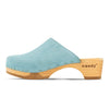 [Baby Blue] Katharina Damen Clog mit biegsamer nachhaltiger holzsohle, farbe: baby blue (hellblau), holzclogs woody, woody schuhe, woody shoes, handgemachte holzschuhe aus österreich, kärnten