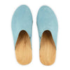 [Baby Blue] Katharina Damen Clog mit biegsamer nachhaltiger holzsohle, farbe: baby blue (hellblau), holzclogs woody, woody schuhe, woody shoes, handgemachte holzschuhe aus österreich, kärnten