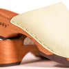 [Creme] Katharina Damen Clog mit biegsamer nachhaltiger holzsohle, farbe: creme, holzclogs woody, woody schuhe, woody shoes, handgemachte holzschuhe aus österreich, kärnten
