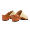 [Creme] Katharina Damen Clog mit biegsamer nachhaltiger holzsohle, farbe: creme, holzclogs woody, woody schuhe, woody shoes, handgemachte holzschuhe aus österreich, kärnten