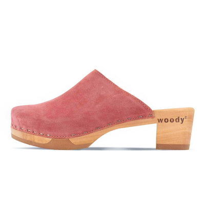 [Flamingo] Katharina Damen Clog mit biegsamer nachhaltiger holzsohle, farbe: flamingo, holzclogs woody, woody schuhe, woody shoes, handgemachte holzschuhe aus österreich, kärnten