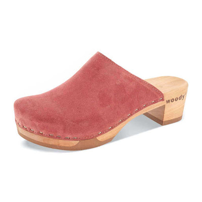 [Flamingo] Katharina Damen Clog mit biegsamer nachhaltiger holzsohle, farbe: flamingo, holzclogs woody, woody schuhe, woody shoes, handgemachte holzschuhe aus österreich, kärnten