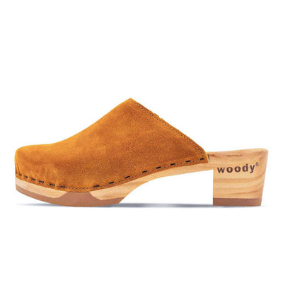 [Papaya] Katharina Damen Clog mit biegsamer nachhaltiger holzsohle, farbe: papaya (orange), holzclogs woody, woody schuhe, woody shoes, handgemachte holzschuhe aus österreich, kärnten