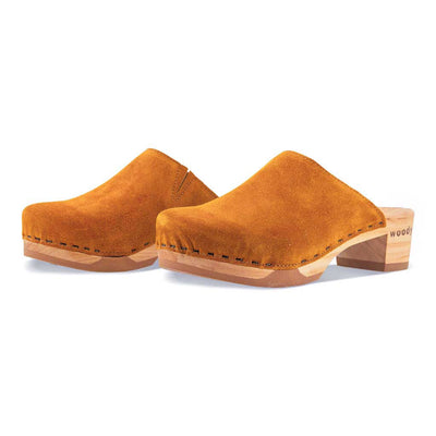 [Papaya] Katharina Damen Clog mit biegsamer nachhaltiger holzsohle, farbe: papaya (orange), holzclogs woody, woody schuhe, woody shoes, handgemachte holzschuhe aus österreich, kärnten