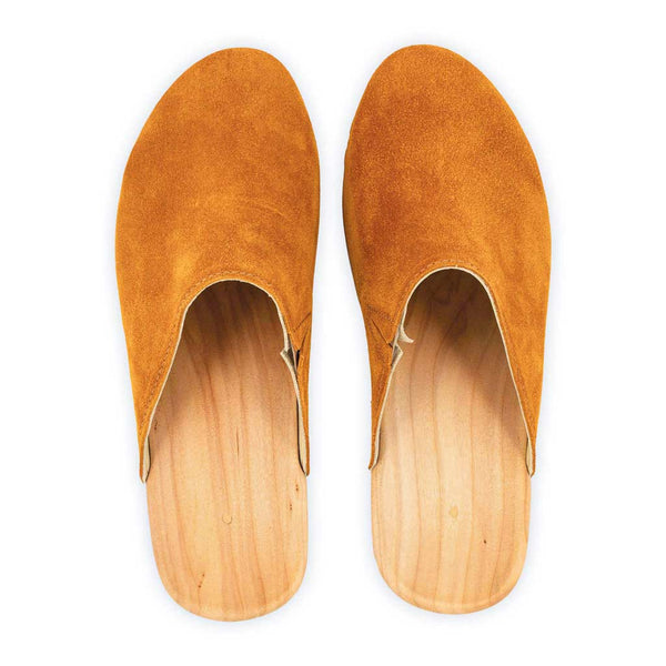 [Papaya] Katharina Damen Clog mit biegsamer nachhaltiger holzsohle, farbe: papaya (orange), holzclogs woody, woody schuhe, woody shoes, handgemachte holzschuhe aus österreich, kärnten