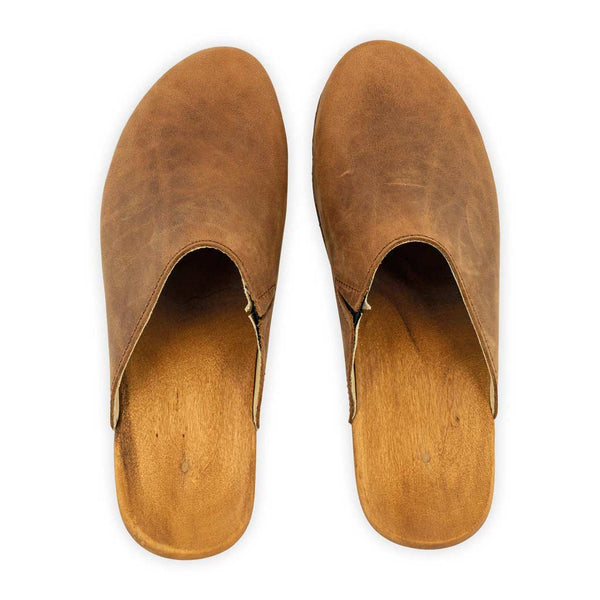 [Tabacco] Katharina Damen Clog mit biegsamer nachhaltiger holzsohle, farbe: tabacco-braun, holzclogs woody, woody schuhe, woody shoes, handgemachte holzschuhe aus österreich, kärnten