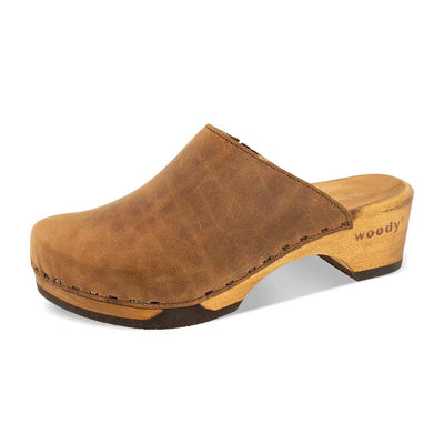 [Tabacco] Katharina Damen Clog mit biegsamer nachhaltiger holzsohle, farbe: tabacco-braun, holzclogs woody, woody schuhe, woody shoes, handgemachte holzschuhe aus österreich, kärnten