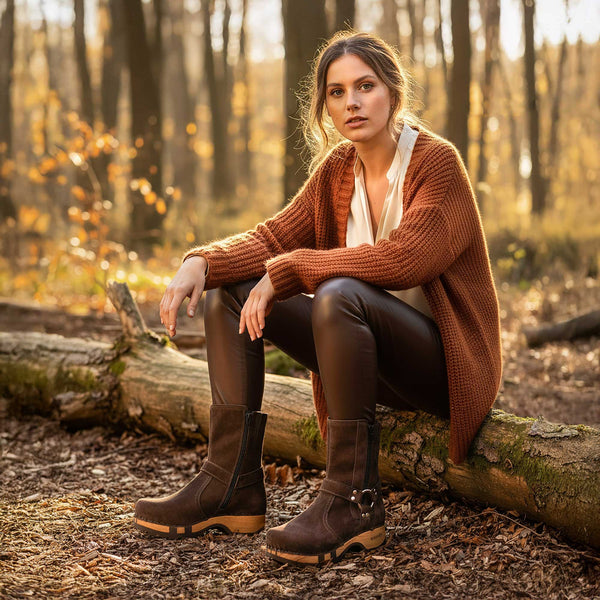 [Chocolate] Kim Damen Clog Stiefelette woody, Farbe: chocolate (braun), ganzjahres schuhe, kalbslederfutter