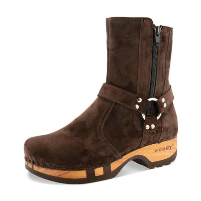 [Chocolate] Kim Damen Clog Stiefelette woody, Farbe: chocolate (braun), ganzjahres schuhe, kalbslederfutter