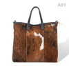 [A01] Kira - praktische Tote Bag Handtasche aus Fell Natur und Schwarzem Leder
