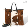 [A02] Kira - praktische Tote Bag Handtasche aus Fell Natur und Schwarzem Leder