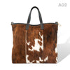 [A02] Kira - praktische Tote Bag Handtasche aus Fell Natur und Schwarzem Leder