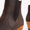 [Caffe] Lara Damen Clog Stiefelette mit biegsamer nachhaltiger Weidenholzsohle-holzclogs woody, woody schuhe, woody shoes, handgemachte holzschuhe aus österreich, kärnten, farbe: caffe (braun)