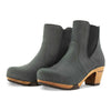 [Grigio] Lara Damen Clog Stiefelette mit biegsamer nachhaltiger Weidenholzsohle-holzclogs woody, woody schuhe, woody shoes, handgemachte holzschuhe aus österreich, kärnten, farbe: grigio (dunkelgrau)