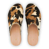 [Fell Kombi] Lea Fell Clog, clog sneakers für damen mit biegsamer nachhaltiger holzsohle, farbe: fell kombi (kuh-print-design), holzclogs woody, woody schuhe, woody shoes, handgemachte holzschuhe aus österreich, kärnten