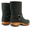 [Nero] leni damen clog schlupfstiefel mit biegsamer nachhaltiger holzsohle, holzclogs woody, woody schuhe, woody shoes, handgemachte holzschuhe aus österreich, kärnten, farbe: nero (schwarz)