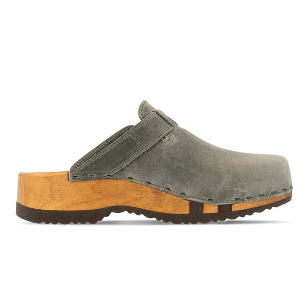 [Bleir] Leon Herren Clog mit biegsamer nachhaltiger holzsohle, farbe: bleir (grau), holzclogs woody, woody schuhe, woody shoes, handgemachte holzschuhe aus österreich, kärnten