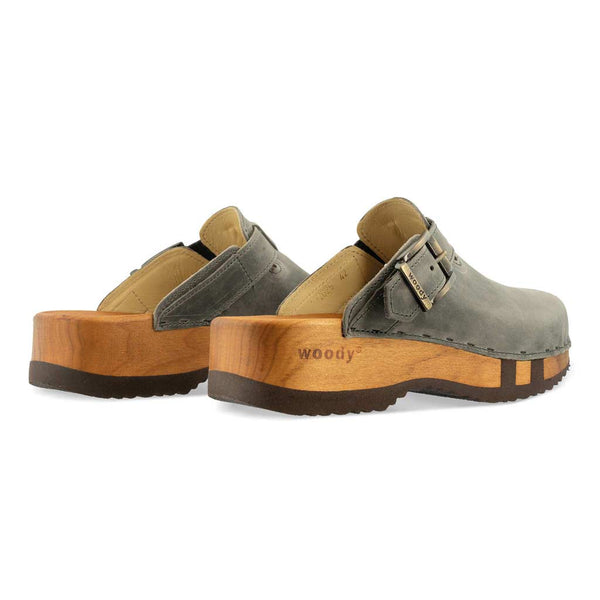 [Bleir] Leon Herren Clog mit biegsamer nachhaltiger holzsohle, farbe: bleir (grau), holzclogs woody, woody schuhe, woody shoes, handgemachte holzschuhe aus österreich, kärnten