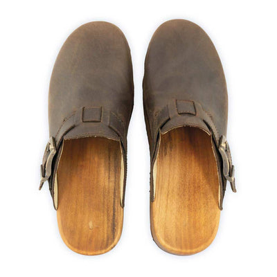 [Caffe] Leon Herren Clog mit biegsamer nachhaltiger holzsohle, farbe: caffe-braun, holzclogs woody, woody schuhe, woody shoes, handgemachte holzschuhe aus österreich, kärnten