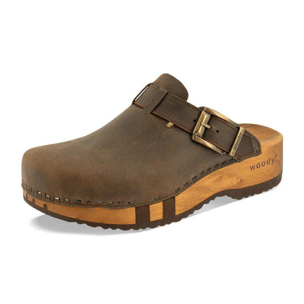 [Caffe] Leon Herren Clog mit biegsamer nachhaltiger holzsohle, farbe: caffe-braun, holzclogs woody, woody schuhe, woody shoes, handgemachte holzschuhe aus österreich, kärnten