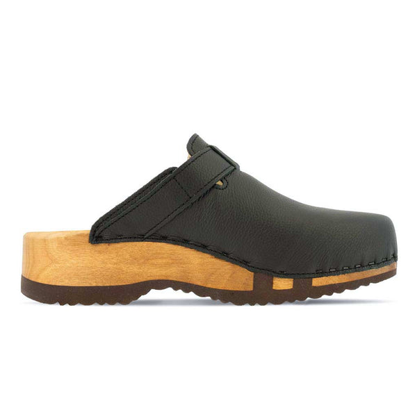 [Schwarz] Leon Herren Clog mit biegsamer nachhaltiger holzsohle, farbe: nero-schwarz, holzclogs woody, woody schuhe, woody shoes, handgemachte holzschuhe aus österreich, kärnten