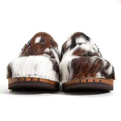 [Natur Fell] Leon Fell Herren Clog mit biegsamer nachhaltiger holzsohle, farbe: fell natur, holzclogs woody, woody schuhe, woody shoes, handgemachte holzschuhe aus österreich, kärnten