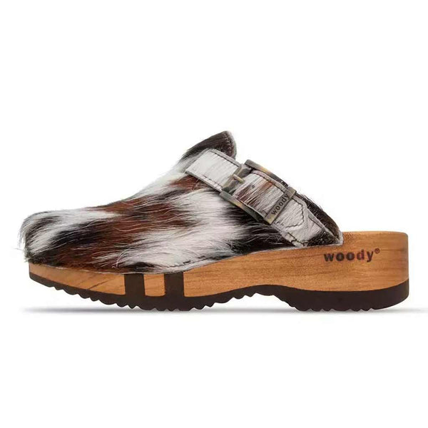 [Natur Fell] Leon Fell Herren Clog mit biegsamer nachhaltiger holzsohle, farbe: fell natur, holzclogs woody, woody schuhe, woody shoes, handgemachte holzschuhe aus österreich, kärnten