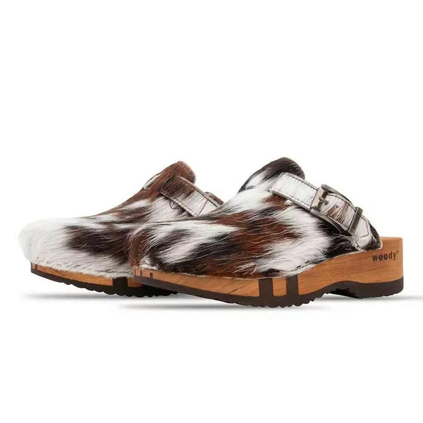 [Natur Fell] Leon Fell Herren Clog mit biegsamer nachhaltiger holzsohle, farbe: fell natur, holzclogs woody, woody schuhe, woody shoes, handgemachte holzschuhe aus österreich, kärnten