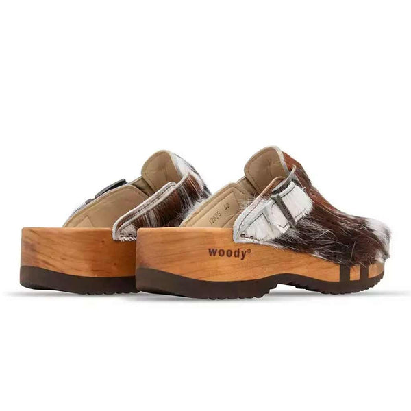 [Natur Fell] Leon Fell Herren Clog mit biegsamer nachhaltiger holzsohle, farbe: fell natur, holzclogs woody, woody schuhe, woody shoes, handgemachte holzschuhe aus österreich, kärnten