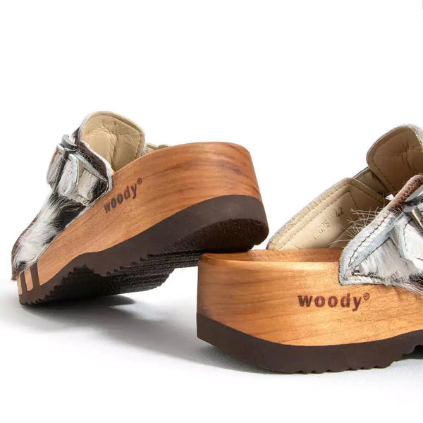 [Natur Fell] Leon Fell Herren Clog mit biegsamer nachhaltiger holzsohle, farbe: fell natur, holzclogs woody, woody schuhe, woody shoes, handgemachte holzschuhe aus österreich, kärnten