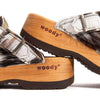 [Natur Fell] Leon Fell Herren Clog mit biegsamer nachhaltiger holzsohle, farbe: fell natur, holzclogs woody, woody schuhe, woody shoes, handgemachte holzschuhe aus österreich, kärnten