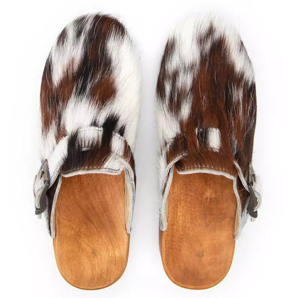 [Natur Fell] Leon Fell Herren Clog mit biegsamer nachhaltiger holzsohle, farbe: fell natur, holzclogs woody, woody schuhe, woody shoes, handgemachte holzschuhe aus österreich, kärnten