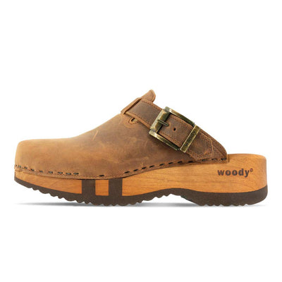 [Tabacco] Leon Herren Clog mit biegsamer nachhaltiger holzsohle, farbe: tabacco-braun, holzclogs woody, woody schuhe, woody shoes, handgemachte holzschuhe aus österreich, kärnten