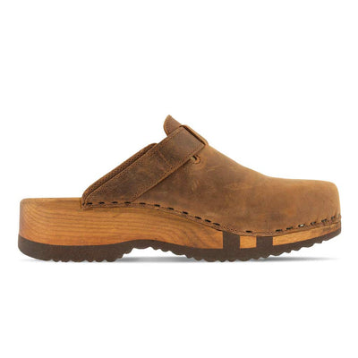 [Tabacco] Leon Herren Clog mit biegsamer nachhaltiger holzsohle, farbe: tabacco-braun, holzclogs woody, woody schuhe, woody shoes, handgemachte holzschuhe aus österreich, kärnten