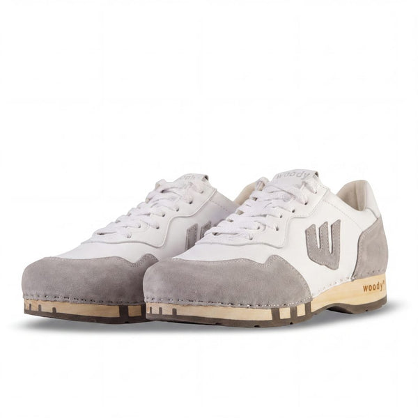 woody Levi Herren Clog Sneaker in Cemento-Weiss, Ansicht 2, handgemacht in Österreich