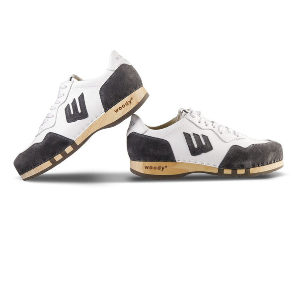 woody Levi Herren Clog Sneaker in Graphit-Weiss, Ansicht 4, handgemacht in Österreich
