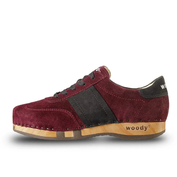 woody Lia Damen Clog Sneaker in Barolo-Nero, handgemacht in Österreich