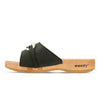 [Nero] Lina Damen Clog Pantolette, farbe: nero (schwarz), clogs pantoletten damen mit biegsamer nachhaltiger weidenholzsohle, holzclogs woody, woody schuhe, woody shoes, handgemachte holzschuhe aus österreich, kärnten, metal-accessoires-inchrome-optic. Damenclogs, Damen Clogs - Clogs Dame